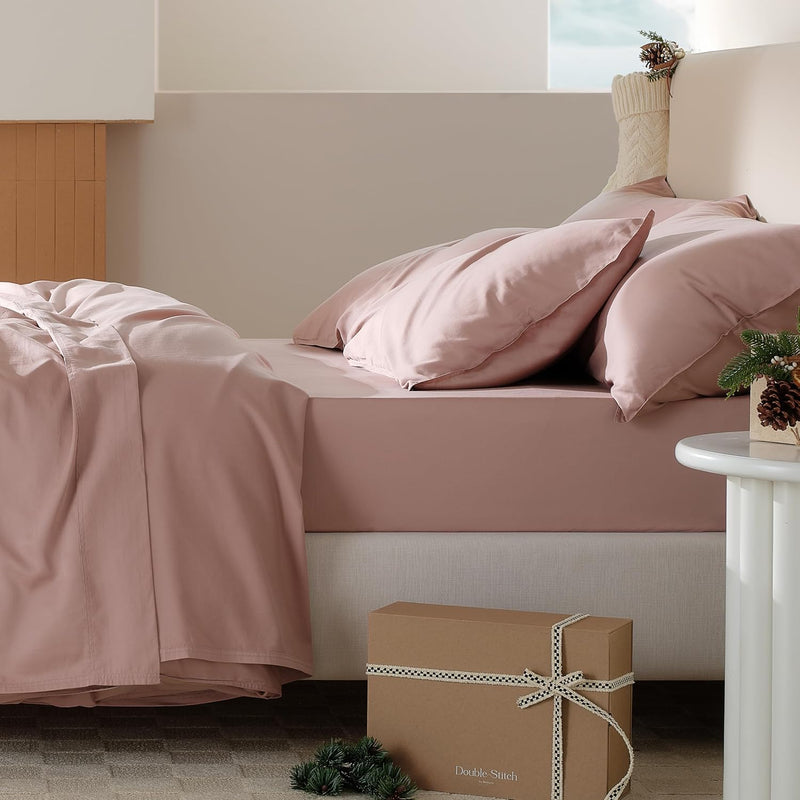 Cotton Tencel Sheet Set - Soft Queen Sheet Set Deep Pocket Up To 16", Luxury B