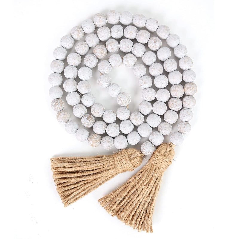 Wood Bead Garland Farmhouse Beads With Tassels,Farmhouse Tassel Garland Countr