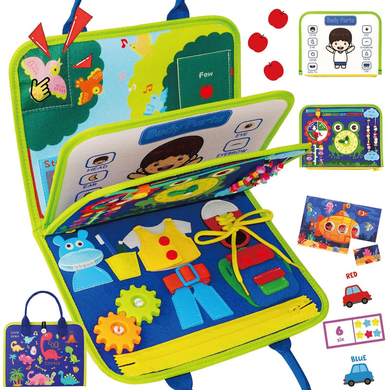 Busy Board For 1 2 3 4 Year Old Toddler, Montessori Educational Sensory Toy