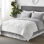 White Queen Comforter Set - 7 Pieces Reversible White Bed Set , Bedding Set White With Comforters, Sheets, Pillowcases & Shams, White Bed In A Bag