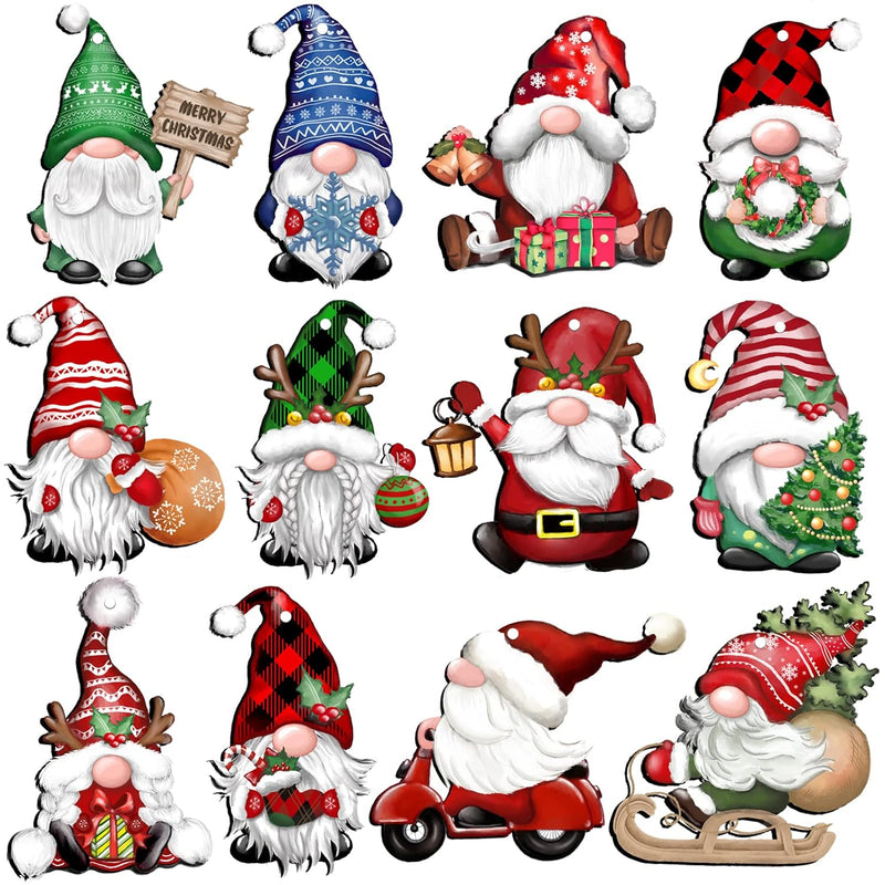 24 Pieces Christmas Gnome Wooden Hanging Ornaments, Wood Hanging Decor For Chr
