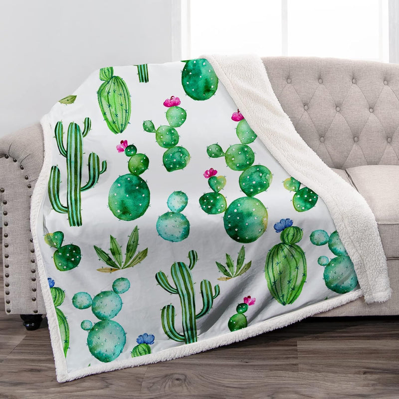 Cactus Gifts Throw Blanket - Cactus Sherpa Soft Blanket For Women Girls Kids A