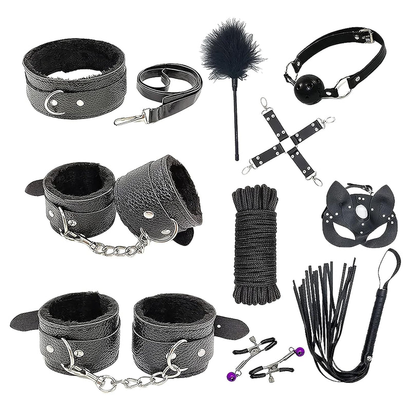 Costume Bunny Fox Mask Leather Bondage-Kit Restraints-Kit Sex Toys For Couples, Bdsm Kits For Couples, Bdsm Set, Adjustable Bondage Set Fuzzy Handcuffs Ball Gag Couples-Sex Toys Bdsm-Toys For Couples