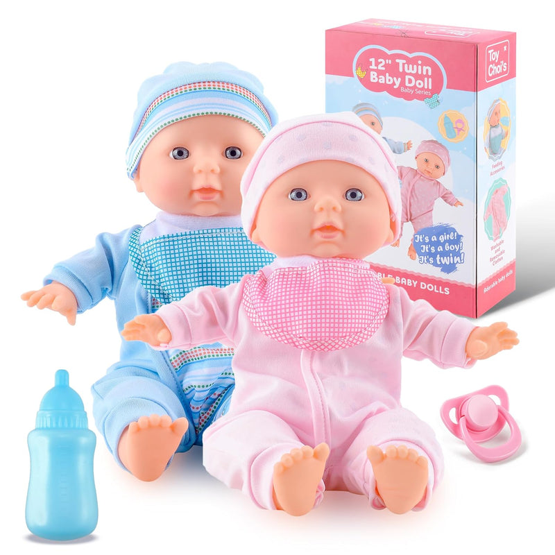 Twin Baby Doll 12 Inch Soft Body Baby Doll Set With Rompers And Hat Pacifie
