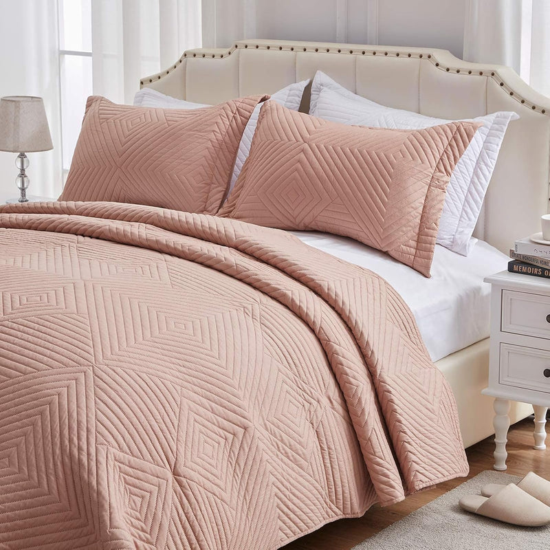 Twin Size Quilt Brown Bedspread - Lightweight Summer Quilt Set Twin - Soft Mic