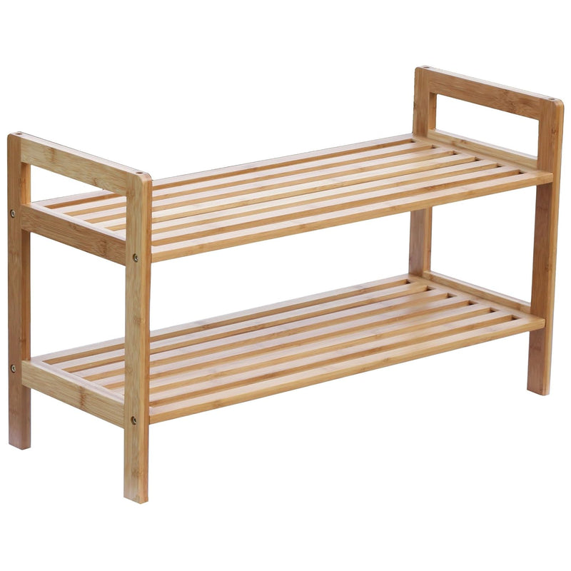 2-Tier Bamboo Shoe Rack, Brown
