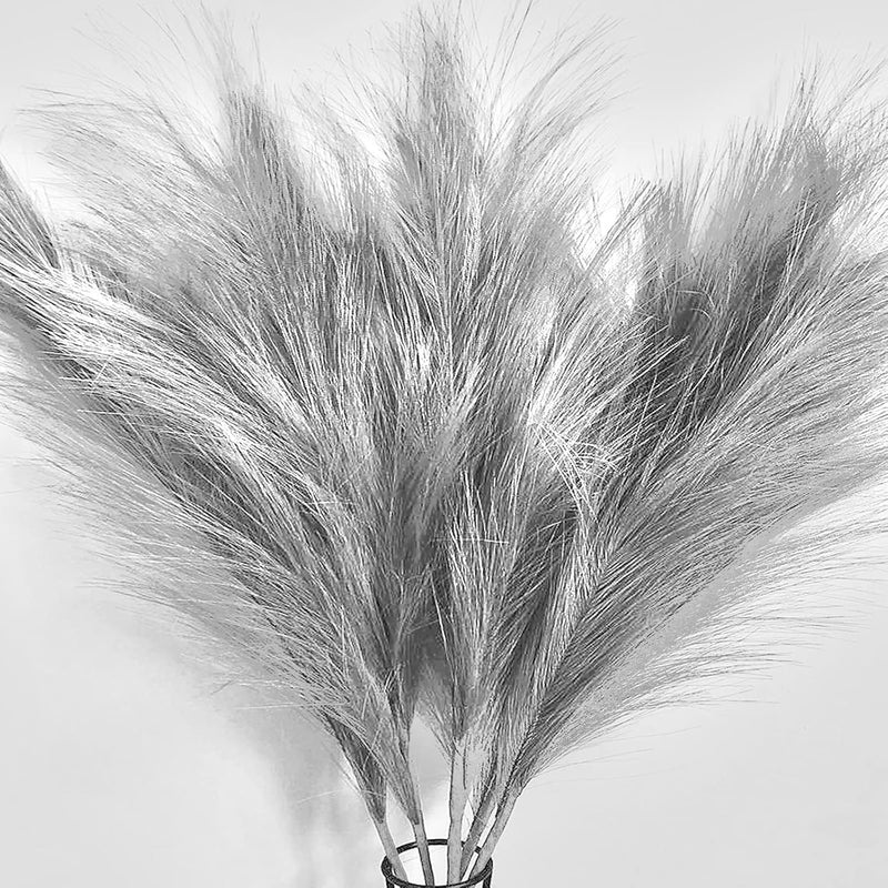 Faux Pampas Grass,7 Pcs 24 Inch Gray Pampas Grass Decor, 7 Branches | Each Ste