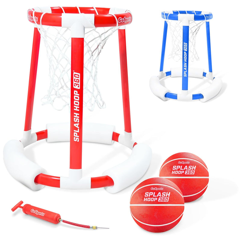 GoSports Splash Hoop 360 Floating Pool Basketball Game - Includes Hoop, 2 B
