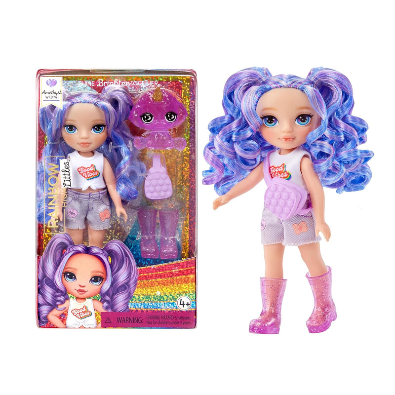 Littles Amethyst Willow, Purple 5.5" Posable Small Doll With Purse, Magical