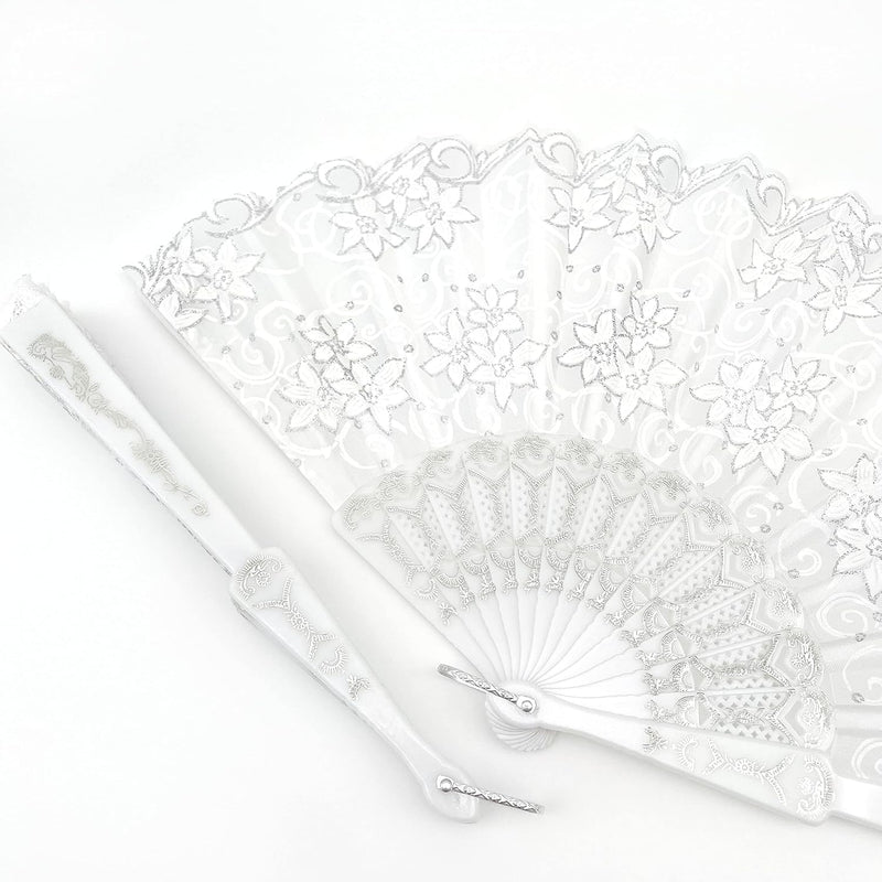 12 Pcs Glitter Floral Pattern For Summer Colorful Folding Fan For Wedding Part