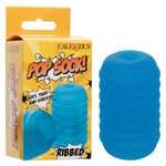 Pop Sock! Ribbed Male Masturbator For Men With Reversible Textured Stroker And Easy Cleaning Open End Blue - Se-0936-20-3
