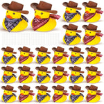 Set of 24 Cowboy Rubber Duck with Hat and Scarf, Mini Rubber Duckies Bath P