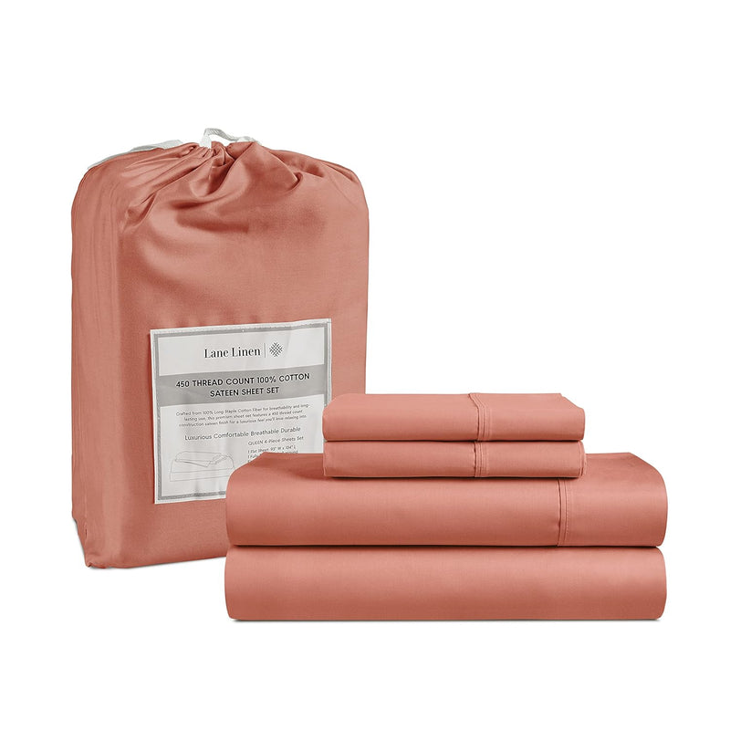 Full Size Bed Sheet Set - 100% Cotton Sheets Full Size Set, 450 Thread Count S