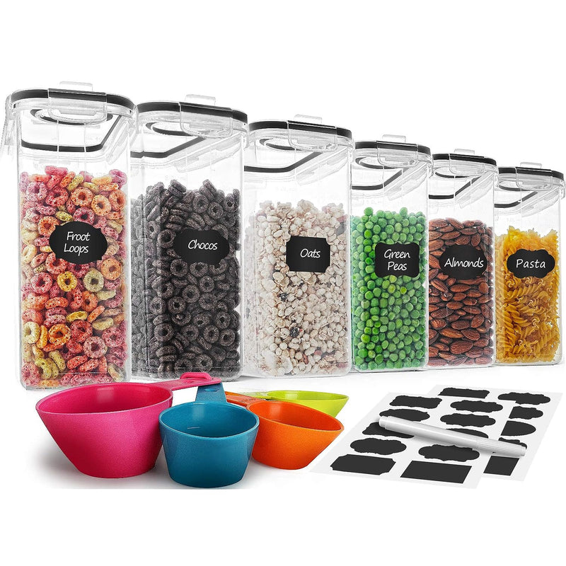 Cereal Container Set, Mcirco Airtight Food Storage Containers ((4L /135.2Oz) Set Of 6, Bpa Free Cereal Dispensers With Measuring Tools