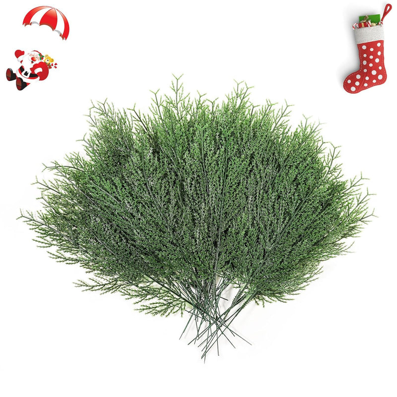 50Pcs Christmas Artificial Pine Branches, 13.4 Inch Artificial Pine Leaves Fau