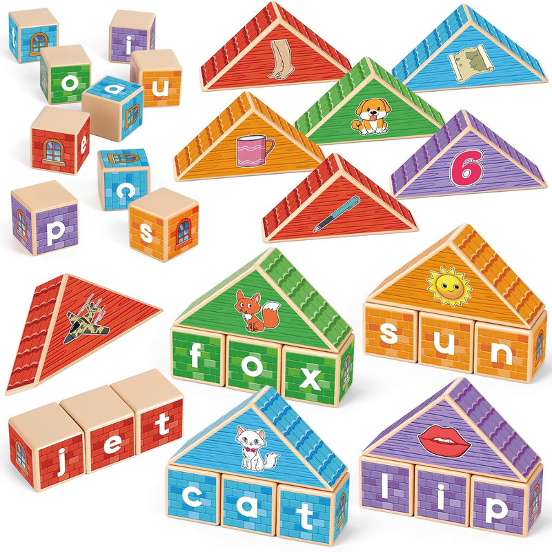 Cvc Word Games,Phonics Games For Kids Toddlers,Speech Therapy Toys,Wooden A