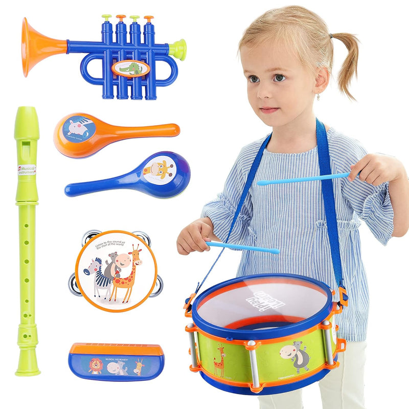 iPlay, iLearn Toddler Musical Instruments Toys, Kids Drum Set, Baby Trumpet