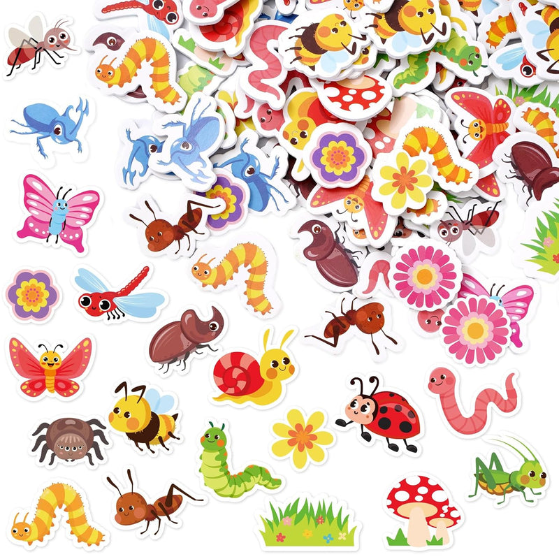 300 Pcs Spring Insect Foam Stickers, Butterfly, Bee & Flower Decals for Kids Crafts
