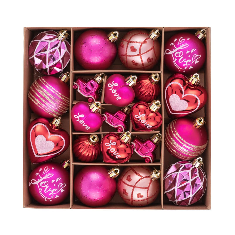 Decorbyhannah Valentine'S Day Ornaments, 21Ct Pink Red Heart Shape Ornaments F