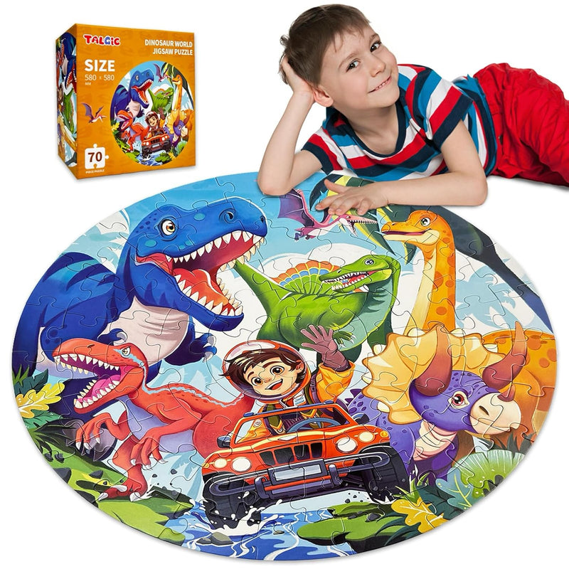 Dinosaur Puzzles For Kids Ages 3 5, 5 8, 8 10, 70 Piece Round Large Jigsaw