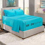 Bed Sheets, Luxury Soft 6 Piece Bed Sheet Set Extra Deep Pocket Fitted Sheets Fits Mattress Up To 21", Double Brushed Bedding Sheets & Pillowcases, Queen Size, Beach Blue