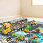 Construction Truck Toy Set with Play Mat and Mini Vehicles for Kids