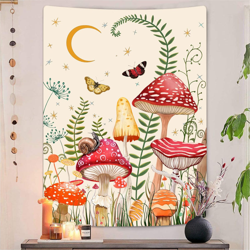 Mushroom Tapestry Moon And Star Tapestry Boho Vertical Tapestry Aesthetic Tape
