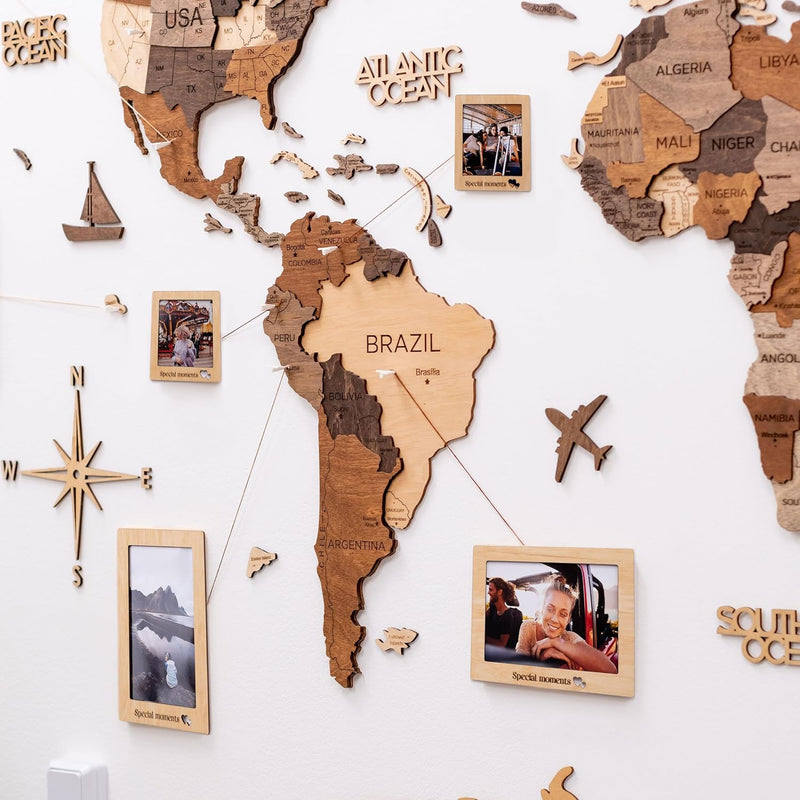 3D Wood World Map Wall Art Large Wood Wall Décor Housewarming Gift Idea Wood W