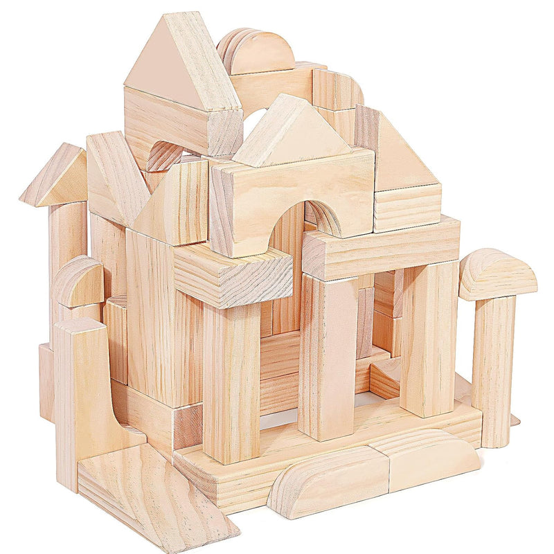 Large Wooden Building Blocks Set Educational Preschool Learning Toys With W