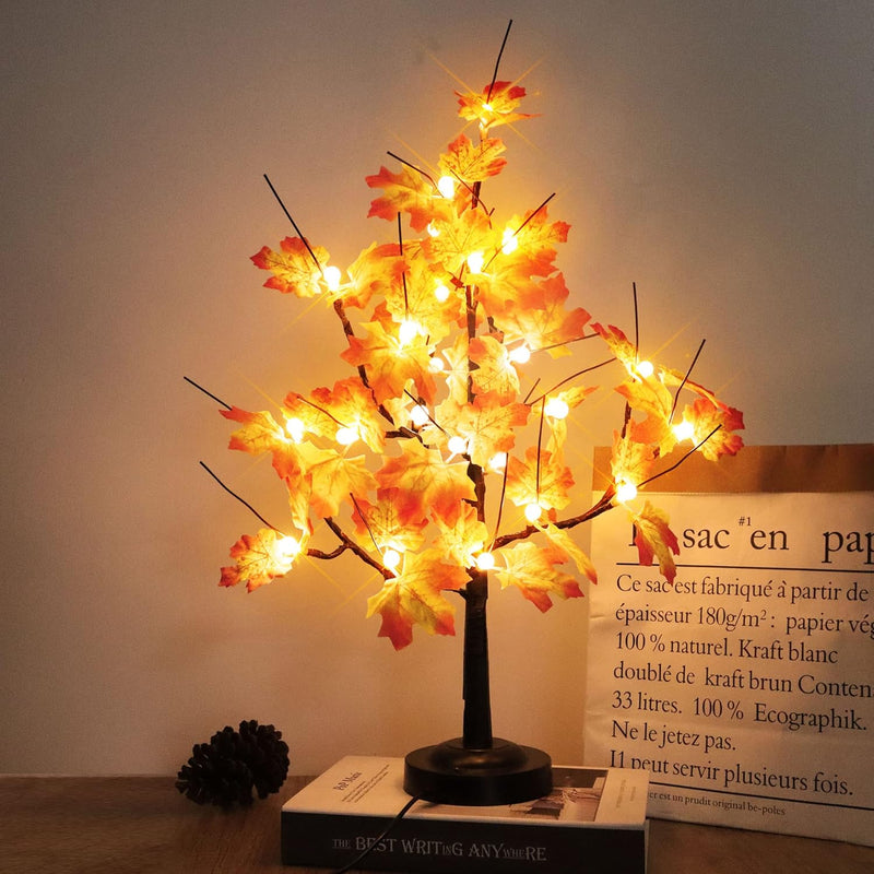 Fall Maple Tree With Lights 24 Inches Lighted Maple Tree With Led Lights 8 Lig