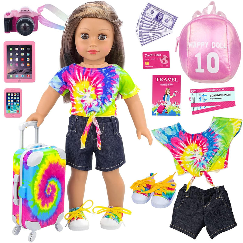 23 Pcs 18 Inch Girl Doll Accessories Suitcase Travel Luggage Play Set Girl