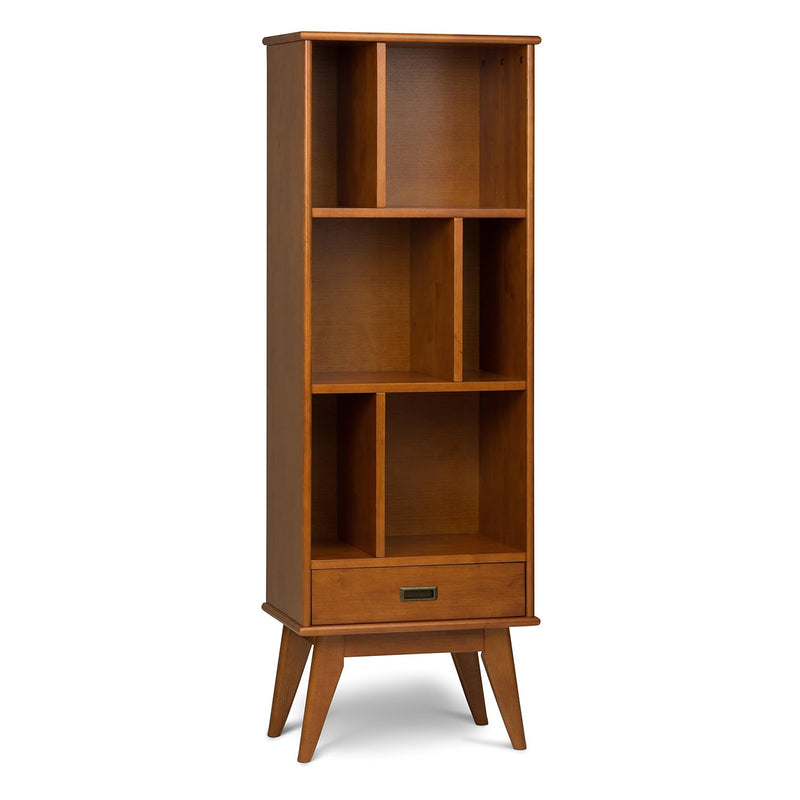 Draper Solid Hardwood 64 Inch X 22 Inch Mid Century Modern Bookcase And Storag