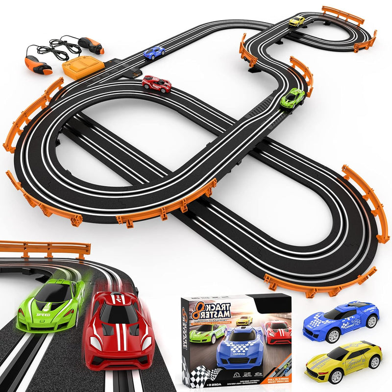 Slot Car Race Track Sets With 4 High Speed Slot Cars, Battery Or Electric C