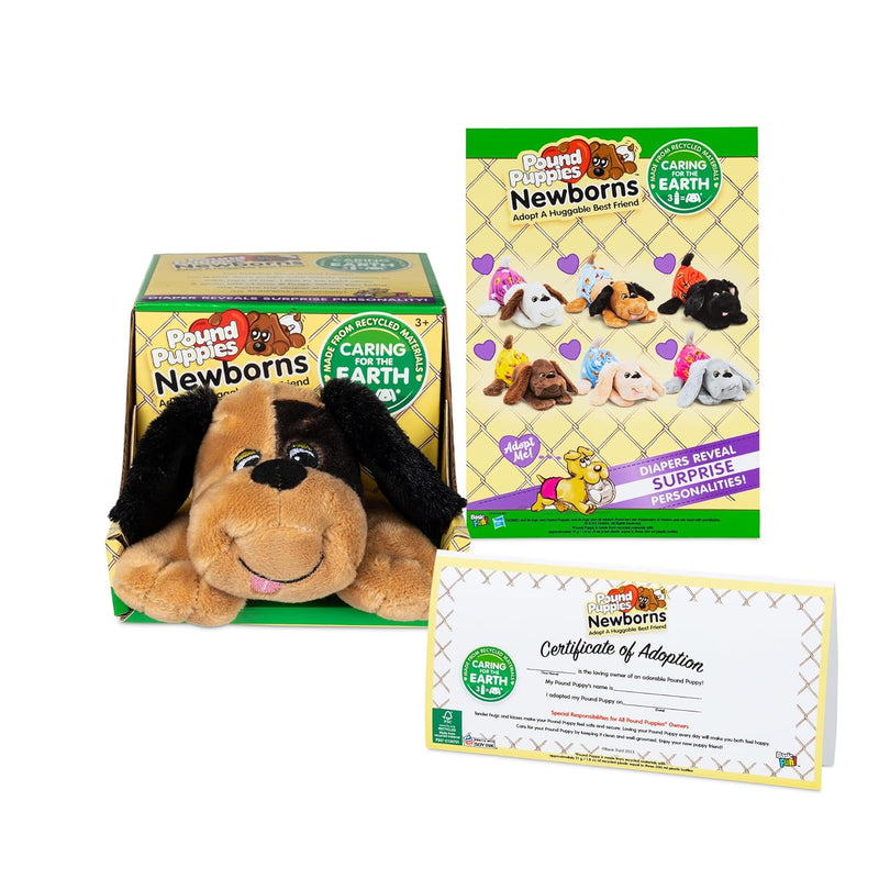 Pound Puppies Newborns Plush - Angel - Tan and Black, Eco Friendly