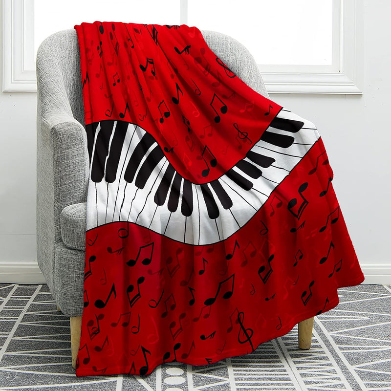 Piano Keyboard Blanket Music Note Lightweight Smooth Soft Warm Print Throw Bla