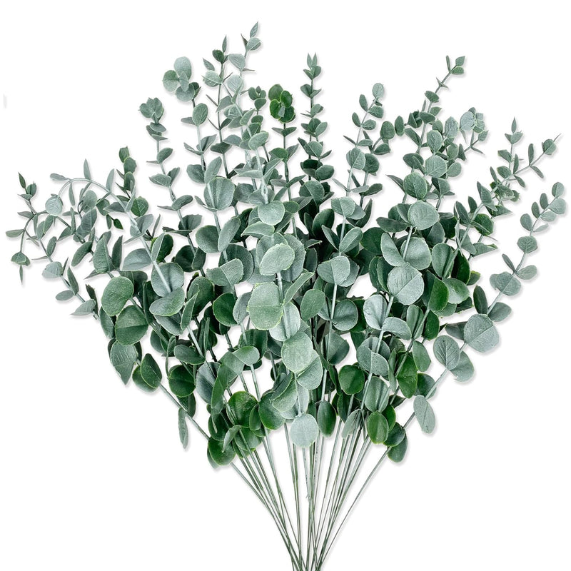 24 Pieces Artificial Eucalyptus Stem Faux Eucalyptus Decor Artificial Green Br