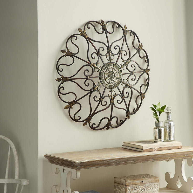 Metal Scroll Wall Decor, 29" X 4" X 29", Brown