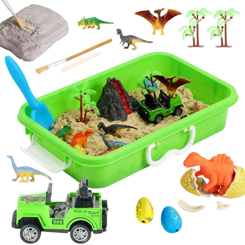 Dinosaur Sensory Bin, Dinosaur Dig Sensory Toys With Play Sand For Toddlers