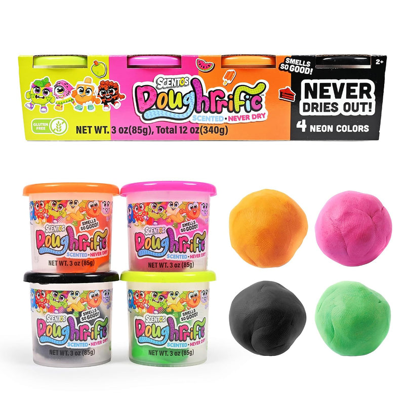 4in1 Modeling Dough Set with 4 Neon Colors, 3 oz Cans