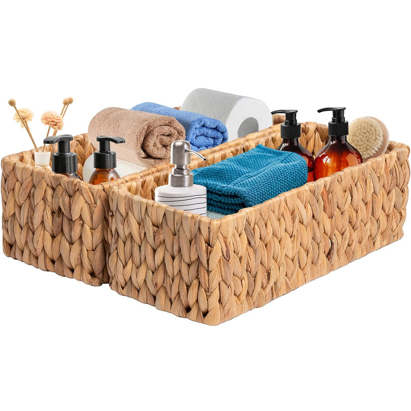 Hand-Woven Storage Baskets, Decorative Water Hyacinth Wicker Baskets For Paper T
