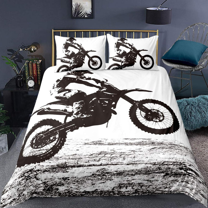 Dirt Bike Comforter Cover,Sports Biker Motocross Racing Moves Theme,Youth Cool
