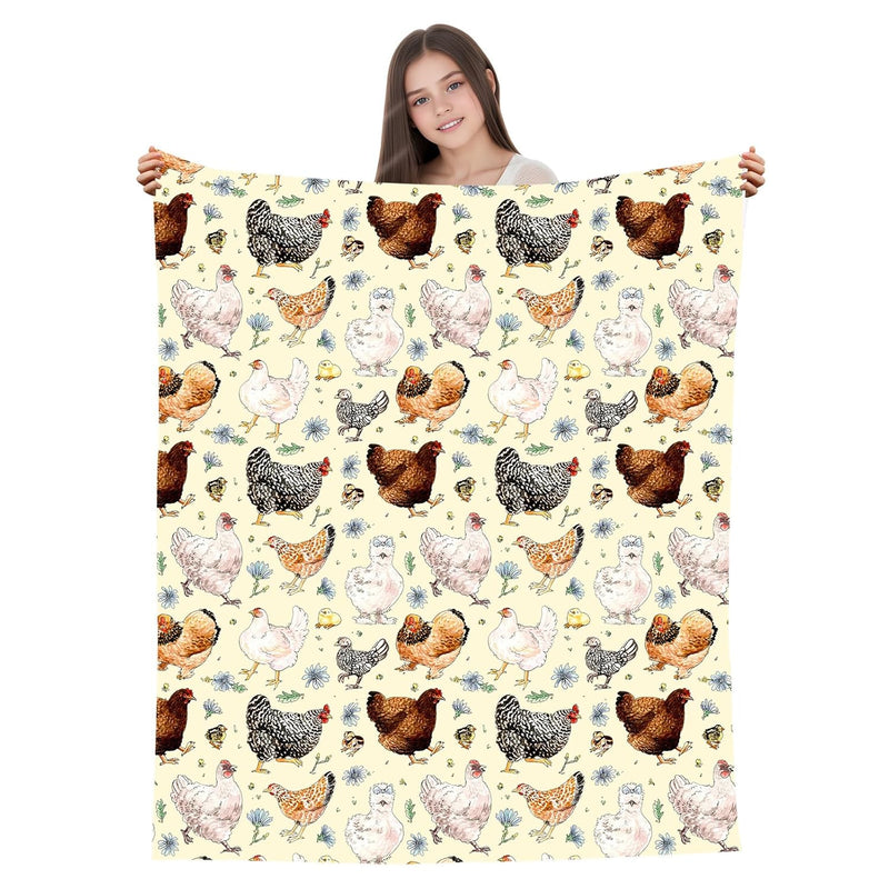 Hen Chicken And Rooster Family Throw Blanket Gifts For Chicken Lovers Warm Ult