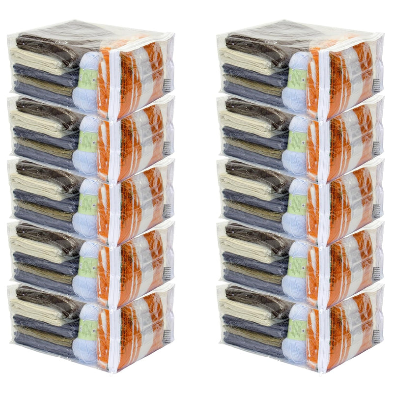 10-Pack Clear Vinyl Zippered Storage Bags 15 X 18 X 9 Inch