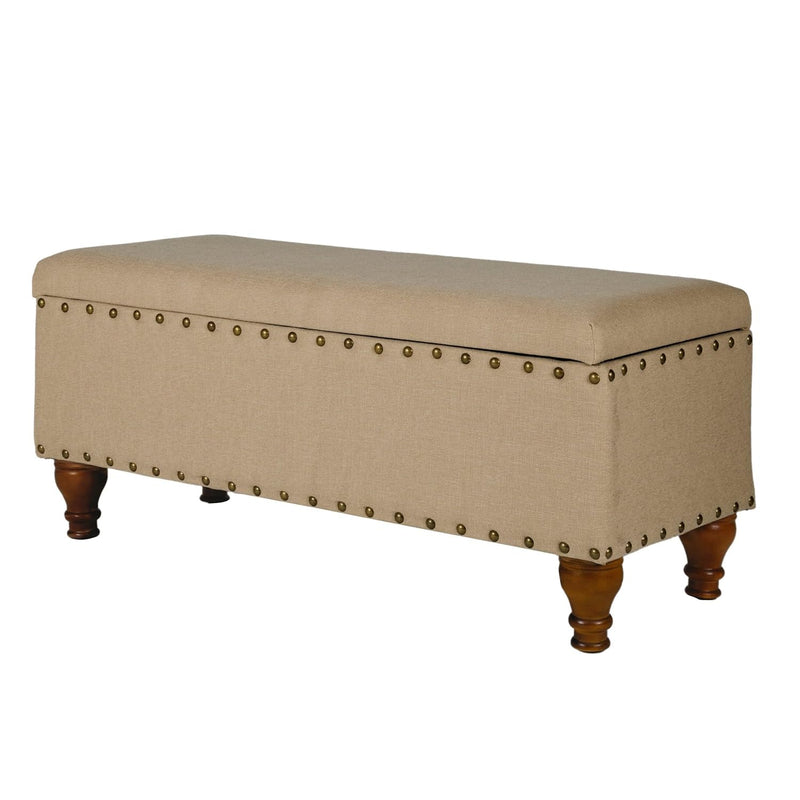 Homepop Home Decor | Upholstered Bench With Nailhead Trim | Large Ottoman With