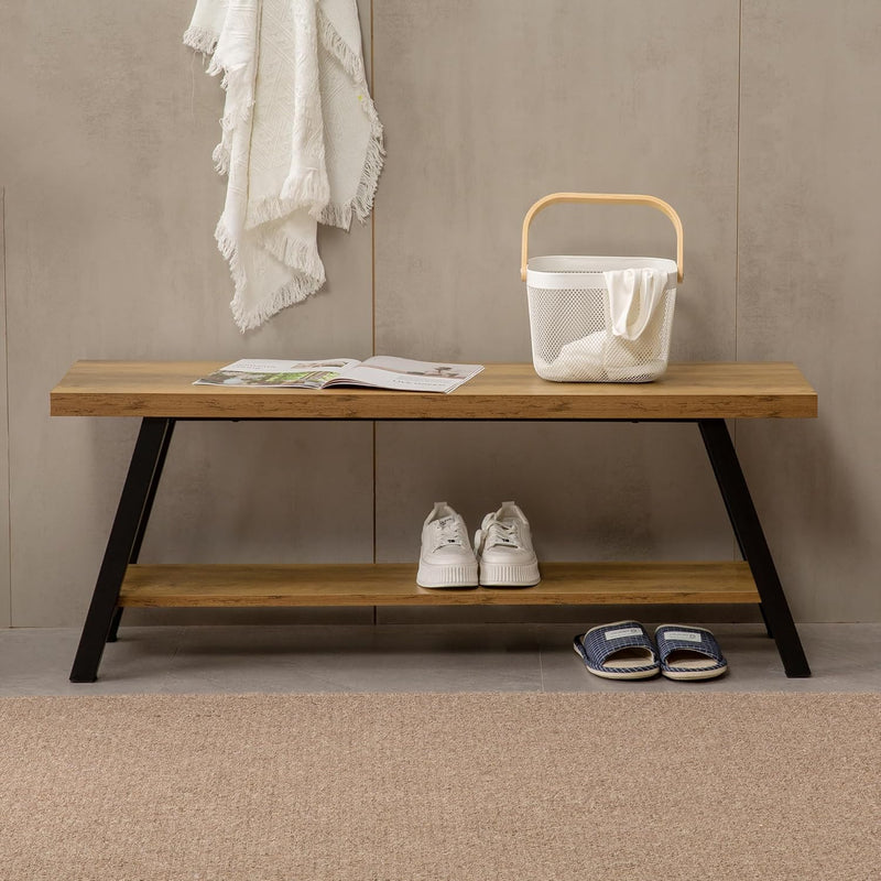 Entryway Bench, Farmhouse Indoor Entry Way Shoe Benches Seat, Industrial Metal