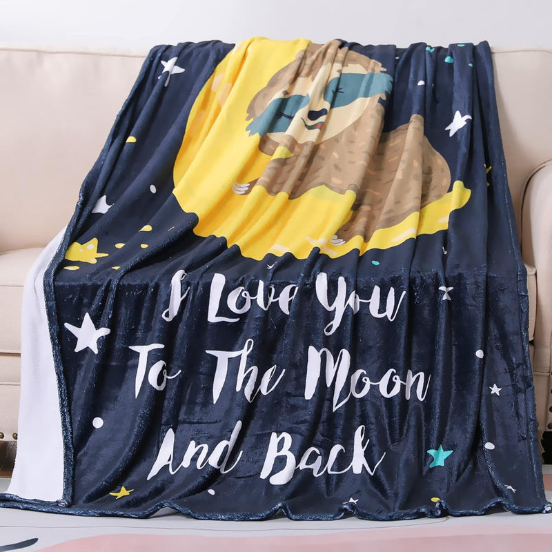 Sloth Blanket, Cute Kids Throw Blanket Sloth Gifts Soft I Love You To The Moon