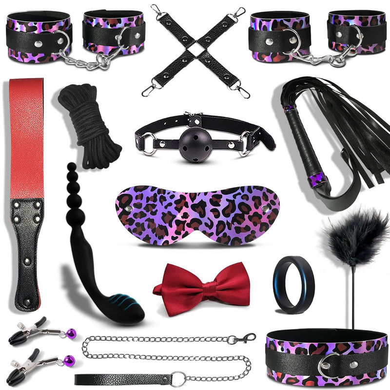 Bondage Restraints Kit For Sex 16Pcs Bdsm Leather Bondage Set Sex Toys For Kinky Sexual Pleasure Tools For Women And Couples