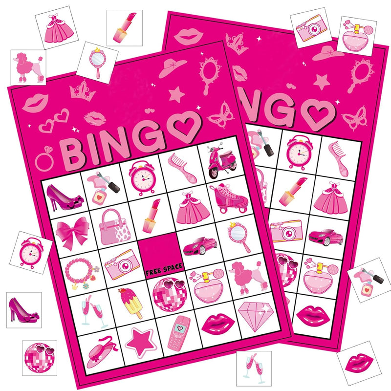 Pink Party Bingo Games Hot Pink Birthday Party Games For Kids Adults Pink G