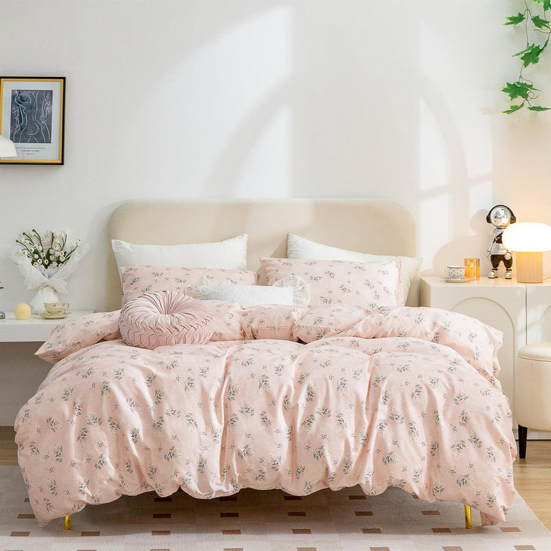 Floral Cotton Twin Duvet Cover, 100% Cotton 3 Pieces Girls Bedding Sets Twin,