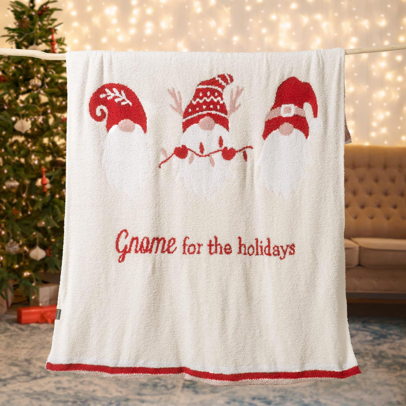 Super Soft Christmas Gnome Knit Throw Blanket For Couch, Cozy Fluffy Warm Micr